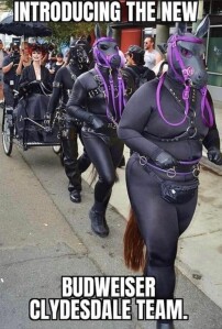 a woman riding a horse on a city street