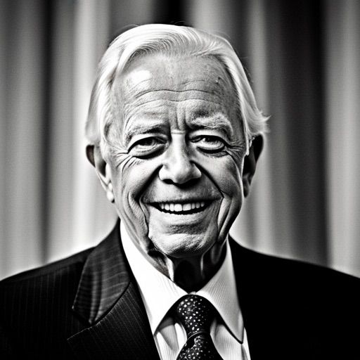 a man wearing a suit and tie smiling and looking at the camera