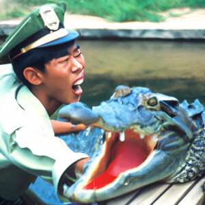 Japanese soldier being eaten by saltwater crocodile