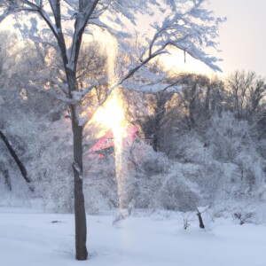 a tree covered in snow