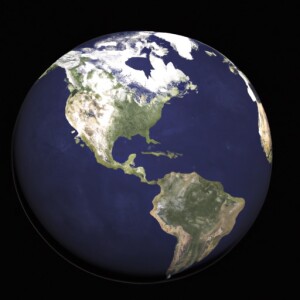 View of earth with the United States facing front
